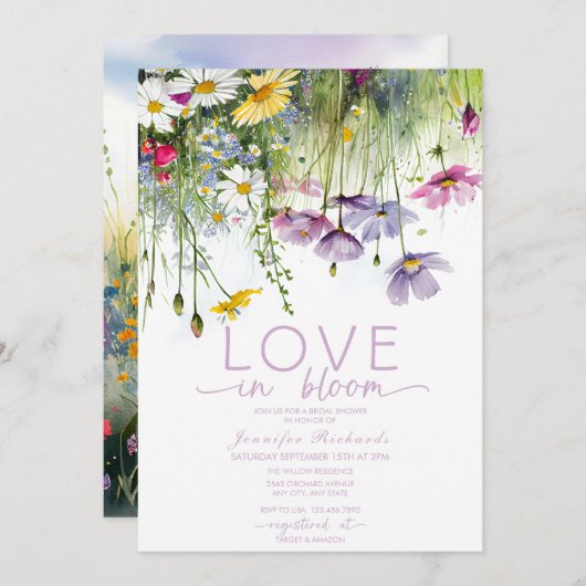 Liebe im Brautparty Bloom Einladung (Vorne/Hinten)