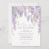 Liebe im Brautparty Bloom Lila Wisteria Einladung (Vorderseite)