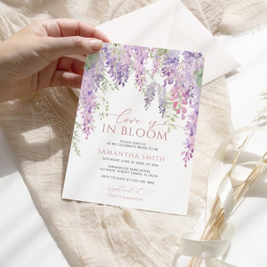 Liebe im Brautparty Bloom Lila Wisteria Einladung