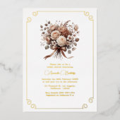 Liebe im Brautparty Bloom Mocha Mousse Folieneinladung (Vorderseite)
