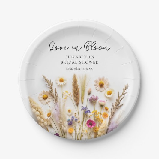 Liebe im Brautparty Bloom Pappteller (Vorderseite)