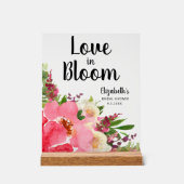 Liebe im Brautparty "Bloom Pink Blume" Acrylschild (Vorderseite)