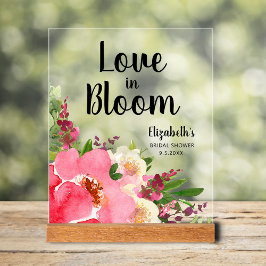 Liebe im Brautparty "Bloom Pink Blume" Acrylschild