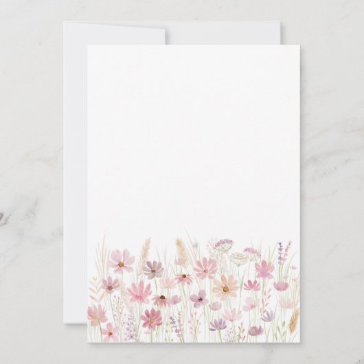 Liebe im Brautparty "Bloom Pink Wildblumen" Einladung (Rückseite)