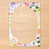 Liebe im Brautparty Bloom Transparent Garden Acryleinladungen (Vorderseite)
