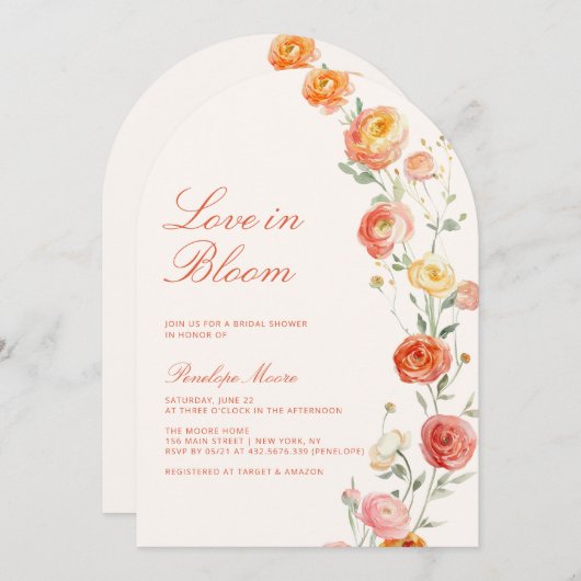 Liebe im Brautparty Bloom Verona Einladung (Vorne/Hinten)