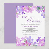 Liebe im Brautparty Bloom Violet Geranium Einladung (Vorne/Hinten)