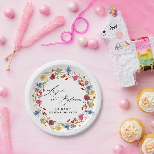 Liebe im Brautparty Bloom Wildblume Pappteller (Party)