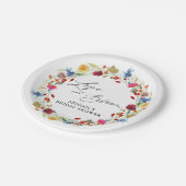 Liebe im Brautparty Bloom Wildblume Pappteller (Schrägansicht)