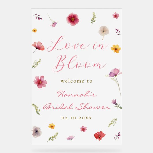 Liebe im Brautparty Bloom Willkommen Acrylschild (Vorderseite)