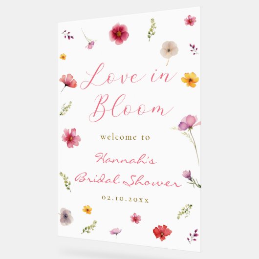 Liebe im Brautparty Bloom Willkommen Acrylschild (Winkel)