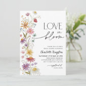 Liebe im Brautparty Blüte Wildblume Einladung (Stehend Vorderseite)