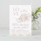 Liebe im Brautparty Blütenweiche Wildblume Einladung (Stehend Vorderseite)