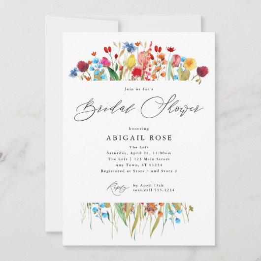 Liebe im Brautparty Wildblume Einladung (Vorderseite)