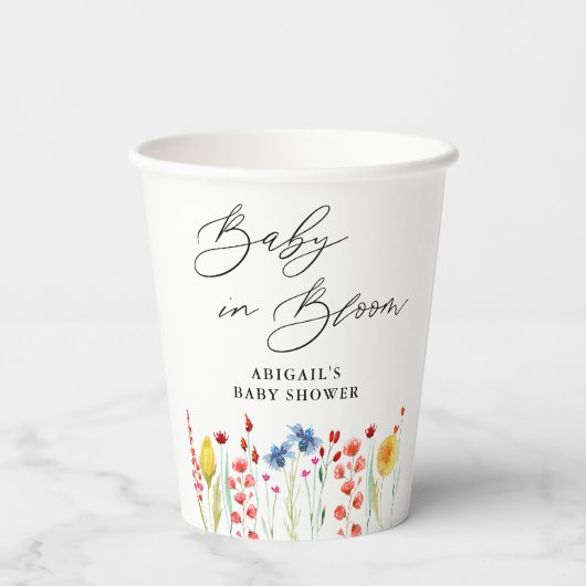 Liebe im Brautparty Wildblume Pappbecher (Rückseite)