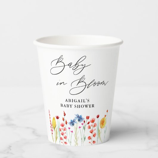 Liebe im Brautparty Wildblume Pappbecher (Vorderseite)