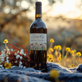 Liebe im Brautparty zur Wildblume von Wasserfarben Weinetikett