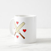 Liebe im Cricket-Text Kaffeetasse (Vorderseite Links)