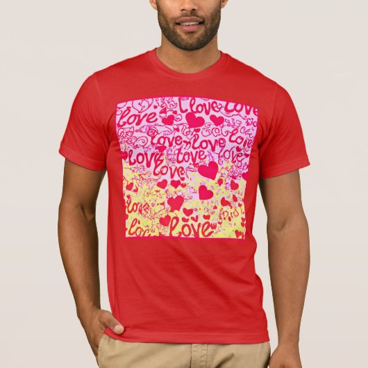 Liebe im dynamischen Farbmuster T-Shirt (Vorderseite)