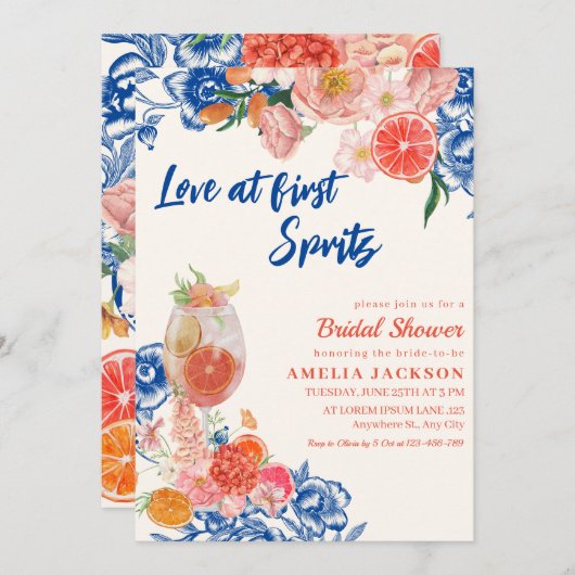 Liebe im ersten Brautparty von Spritz Einladung (Vorne/Hinten)