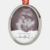 Liebe im Ersten Herzschlag Schwangerschaft Keepake Ornament Aus Metall (Links)