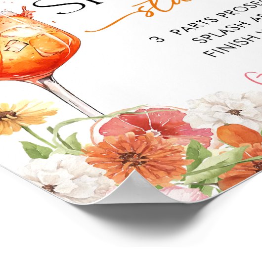 Liebe im ersten Spritz Brautparty Bar Sign Poster (Ecke)