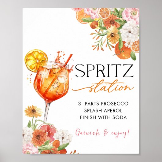 Liebe im ersten Spritz Brautparty Bar Sign Poster (Vorne)