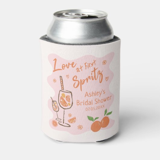 Liebe im ersten Spritz Brautparty Can Cooler Dosenkühler (Kanne Rückseite)
