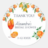 Liebe im ersten Spritz Brautparty Danke Runder Aufkleber (Vorderseite)