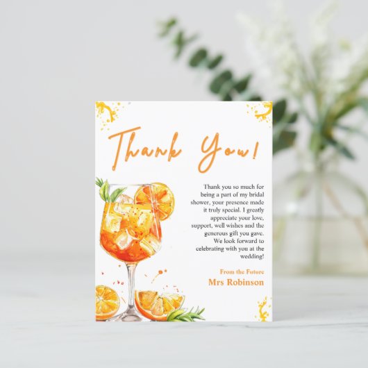 Liebe im ersten Spritz-Brautparty Dankeschön-Card (Stehend Vorderseite)