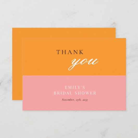 Liebe im ersten Spritz-Brautparty Dankeskarte (Vorne/Hinten)