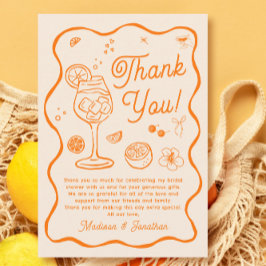 Liebe im ersten Spritz-Brautparty Dankeskarte