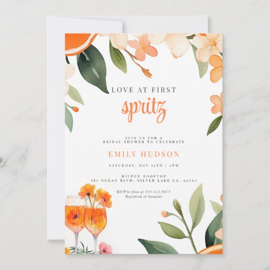 Liebe im ersten Spritz-Brautparty Einladung (Vorderseite)