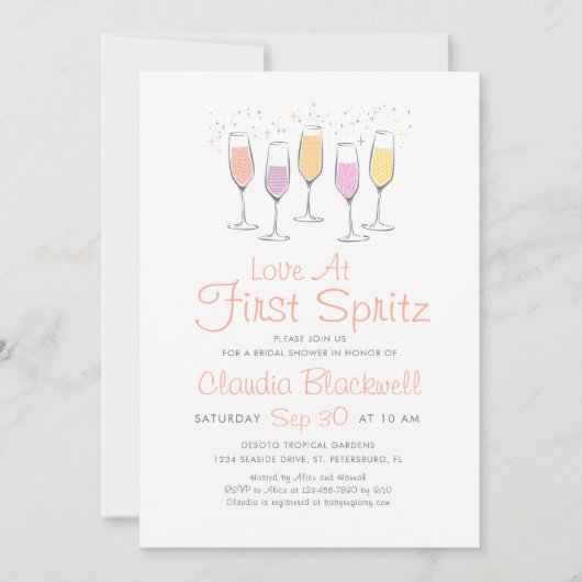 Liebe im ersten Spritz-Brautparty Einladung (Vorderseite)