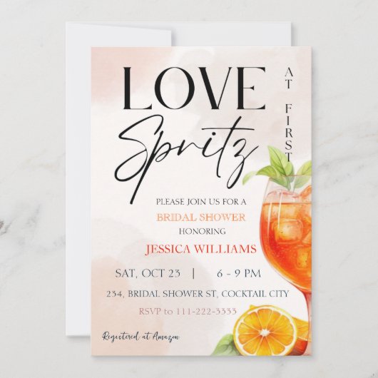 Liebe im ersten Spritz-Brautparty Einladung (Vorderseite)