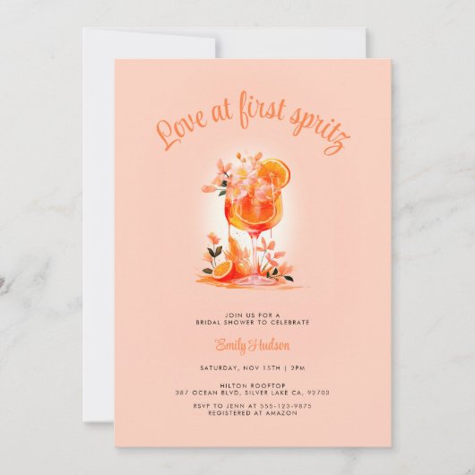 Liebe im ersten Spritz-Brautparty Einladung (Vorderseite)