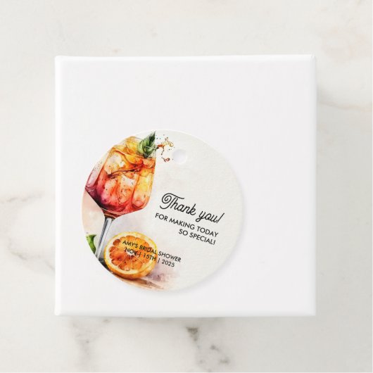 Liebe im ersten Spritz-Brautparty Geschenkanhänger (Beispiel)