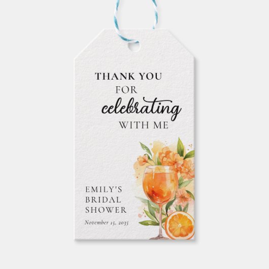 Liebe im ersten Spritz-Brautparty Geschenkanhänger (Vorderseite)