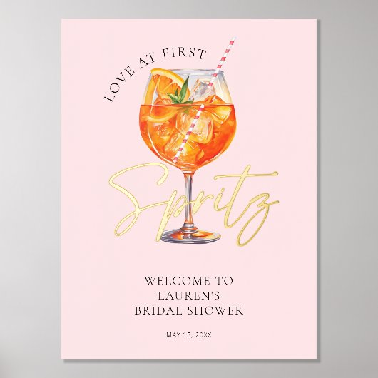 Liebe im ersten Spritz Brautparty Gold Foliendrucke (Vorderseite)