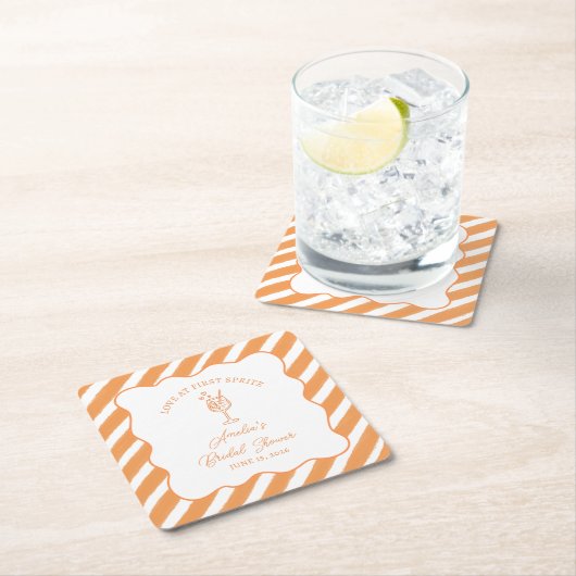 Liebe im ersten Spritz Brautparty Italienisch Aper Rechteckiger Pappuntersetzer (Vor Ort)