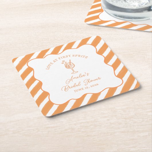 Liebe im ersten Spritz Brautparty Italienisch Aper Rechteckiger Pappuntersetzer (angewinkelt)