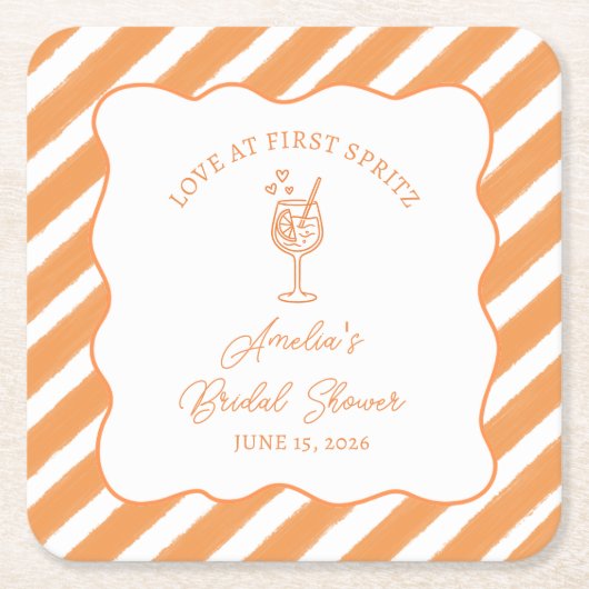 Liebe im ersten Spritz Brautparty Italienisch Aper Rechteckiger Pappuntersetzer (Vorderseite)