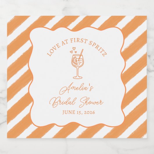 Liebe im ersten Spritz Brautparty Italienisch Aper Schaumweinetikett (Einzelnes Label)