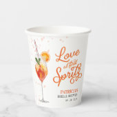 Liebe im ersten Spritz-Brautparty Pappbecher (Vorderseite)