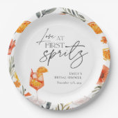 Liebe im ersten Spritz-Brautparty Pappteller (Vorderseite)