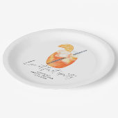 Liebe im ersten Spritz-Brautparty Pappteller (Schrägansicht)