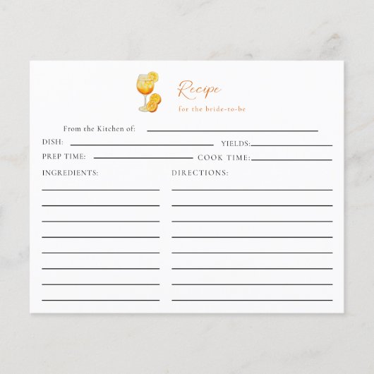 Liebe im ersten Spritz Brautparty Rezept Orange (Vorderseite)