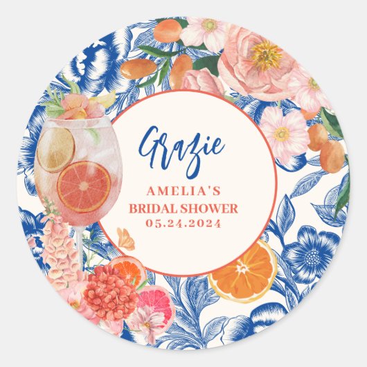 Liebe im ersten Spritz-Brautparty Runder Aufkleber (Vorderseite)