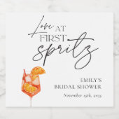 Liebe im ersten Spritz-Brautparty Schaumweinetikett (Einzelnes Label)