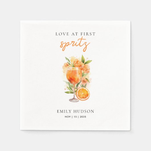 Liebe im ersten Spritz-Brautparty Serviette (Vorderseite)